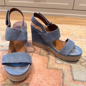Women's Carlson Blue Suede Wedge Sandals - Comfortable Summer Style